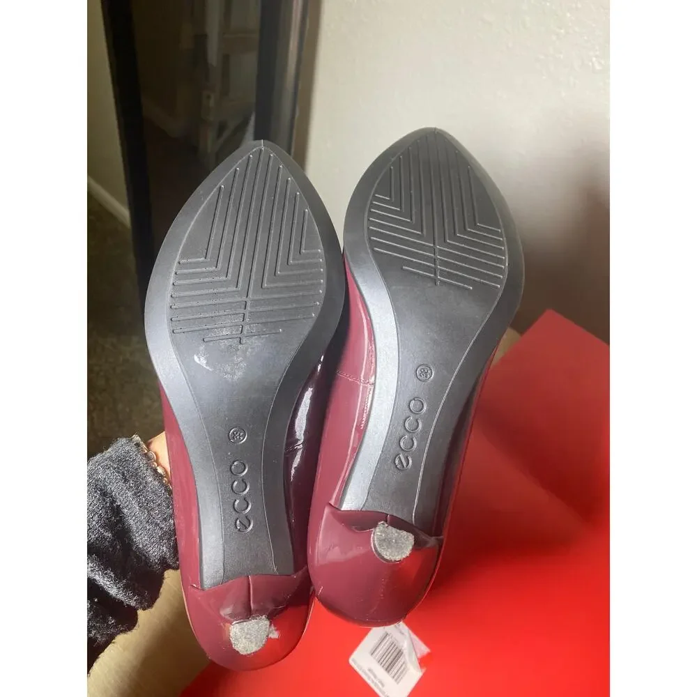 ECCO Danish Design Leather Pumps Heels Burgundy sz 38 EU 7-7.5 M